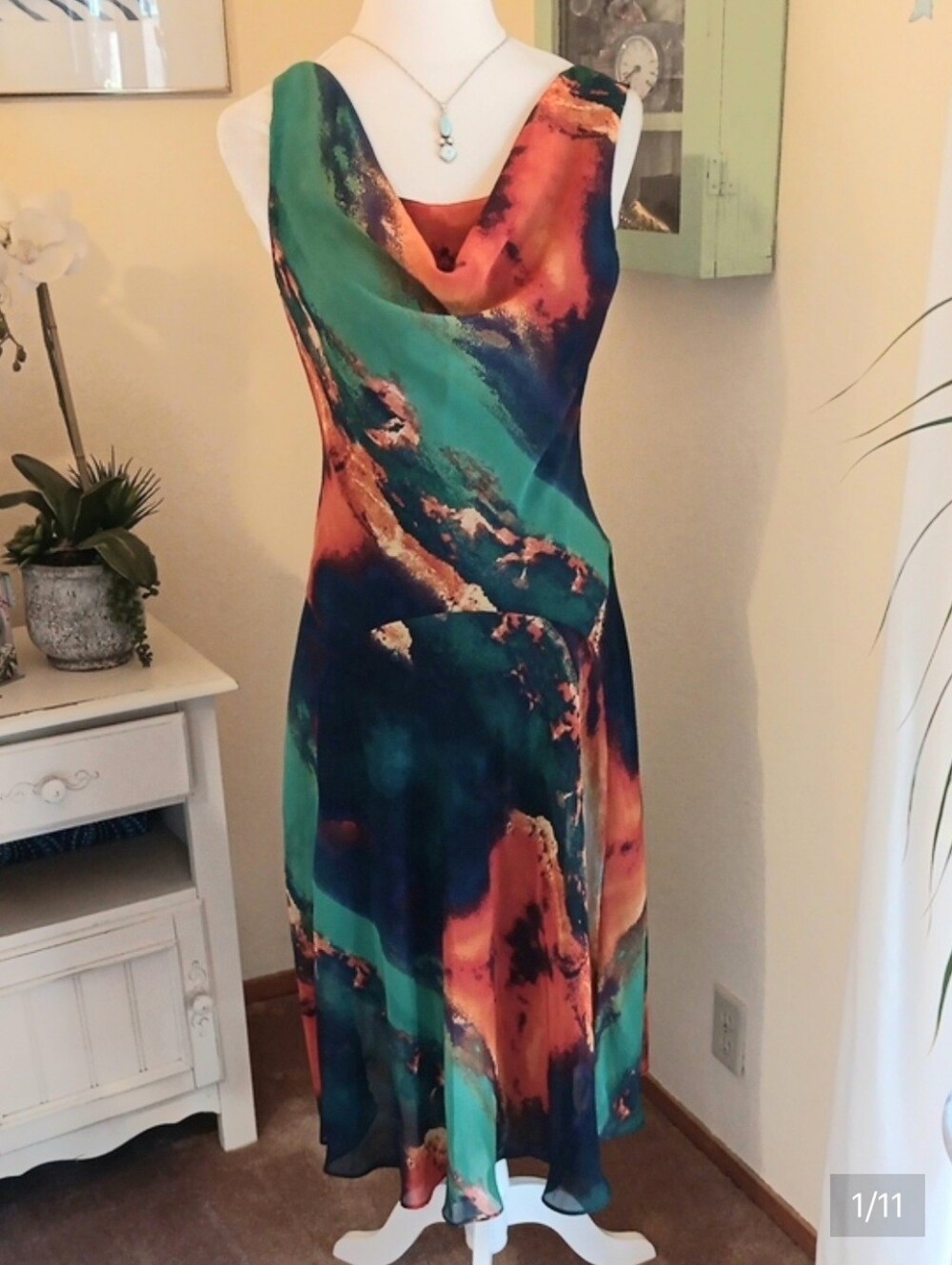 Signature By Robbie Bee Sleeveless Multicolor Cowl Neck Maxi Dress